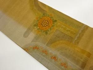 手織り紬汕頭相良刺繍古典柄に華文模様洒落袋帯